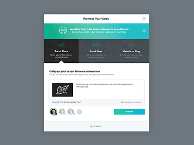 Promote Your Video email interface marketing promote share sharing social ui video
