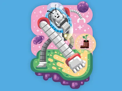 Liferay Mascot illustration mural robot science fiction wall e