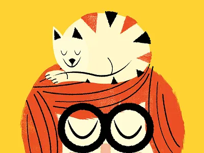 Red-head, Bed-head animals catharsis cats cute illustration kitty red yellow