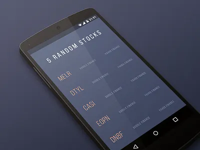 5 Random Stocks bebas neue dark flat investment mobile mockup nexus 5 responsive ui web