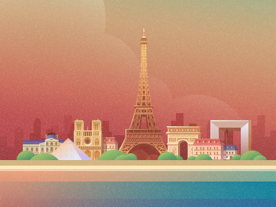 Paris architecture building city defence eiffel france gate illustration paris pyramid tower