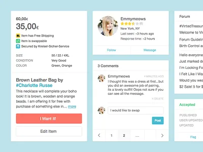 Vinted Web Sidebar Cards cards layout rating responsive sidebar ui vinted web
