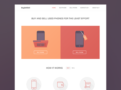Buy sell cell phones home page design clean flat style home iphone landing page light minimal mobile page phone web site design white