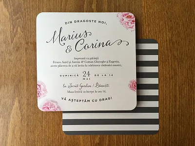 My Wedding Invitation invitation invite peonies stripes wedding