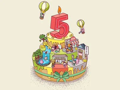happy birthday to the age of five birthday illustration