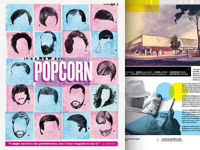 Popcorn Anniversary design illustration layout newspaper popcorn print
