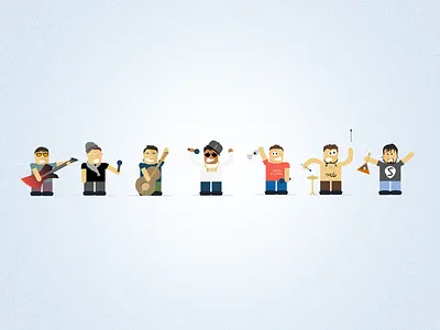 Illustrated "Shivt" rockband members cartoon flat illustration rockband shivt web