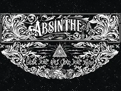 Absinthe absinthe black cards decorative intricate lettering luxury night ornaments playing cards typography white
