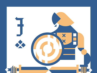 Agatha Jack (Man At Arms) agatha blackletter chivalry clubs design geometric illustrator jack man at arms playing card vector