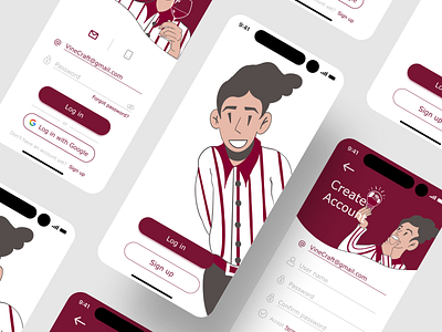 Sign up & Log in page - Vine craft app - Daily UI 001 animation authentication daily ui design graphic design homepage illustration login logo mobile app signup ui uiux user interface ux web design wine