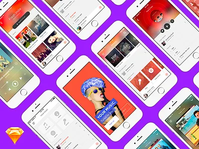 Music App • FREE UI Kit for Sketch app design download free freebie interface psd rdio sketch spotify ui ux