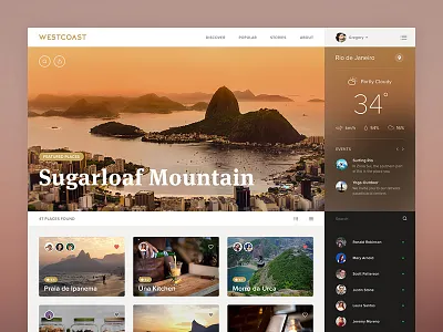 WestCoast app application chat clean flat interface social travel ui user ux weather