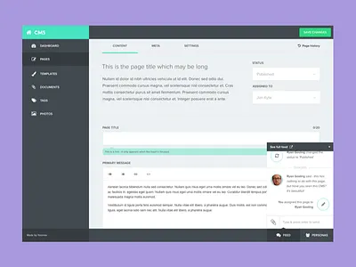Yoomee CMS cms content content management system edit flat interface menu sidebar
