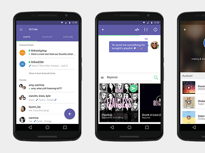 Rithm 2.0 (Android) android chat design madeintoronto material material design messaging music music messaging rithm ui