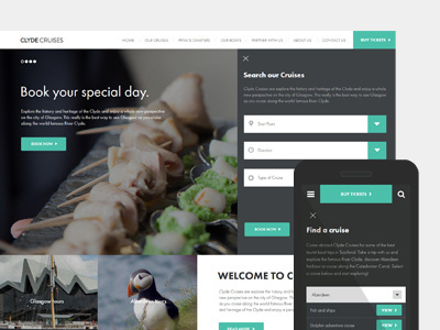 Clyde Cruises interface mobile responsive search ui ux