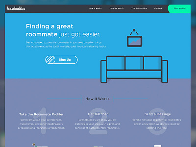 Lease Buddies homepage iconography illustration splash page
