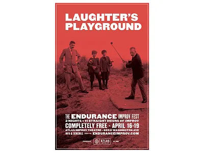 Laughter's Playground atlas improv co. duotone poster type