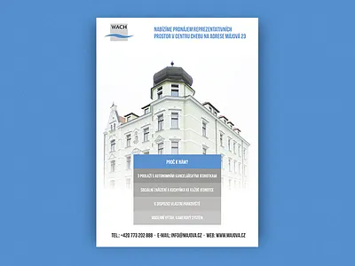 Flyer. J. F. Wach Planungs, spol. s r.o. blue clean flyer minimal office print rent white