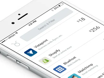 List Top Bar app design icons ios ios8 list mobile search bar ui ux