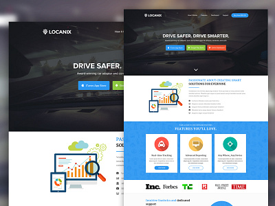Locanix landing page car company gps landing page locanix user interface vibrance web interface website