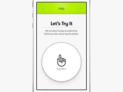 Audicus, Pre-test app dropshadow hand health help icon ios iphone menu tap typography