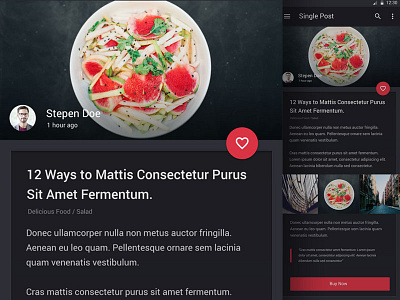 Single Post Screen app design google design material single post ui