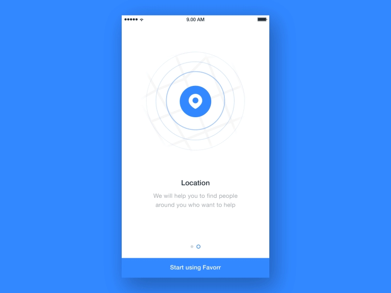 Favorr walkthrough ae after effects animation blue favorr gif introduction ios location notifications walkthrough