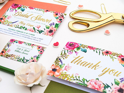 INVITATION | Feminine + Floral Bridal Shower Suite bridal bridal shower bridal shower invitation floral flowers glitter gold invitation watercolor wedding wedding invitation