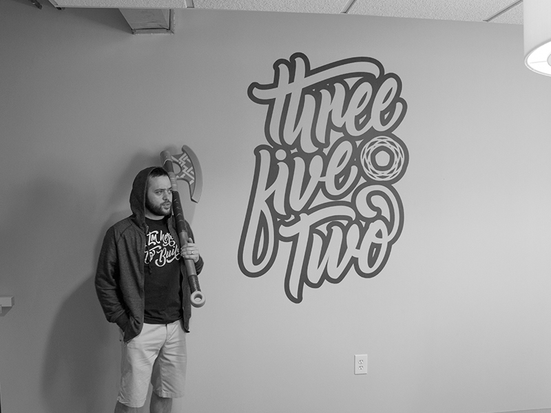 Wall Decal and an Axe brush brush lettering calligraphy cursive custom decal lettering logotype script sticker typography