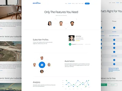 Deliver.me Site blog blue email flat landing mobile page plans pricing simple site white