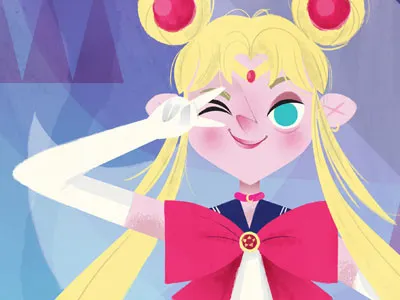 Sailor Moon anime art bite your thumb design drawing girl illustration painting sailor moon show vector