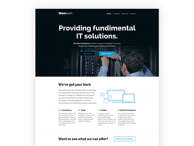 Wemtech homepage design chris weston clean hero it large light simple solutions web web design white