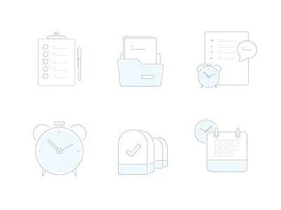 App walkthrough image alarm bangalore board calander clock file india line icons milestone thin icons time