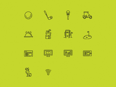 Golf Icons cart club flag golf green hundred10 icons lines tee