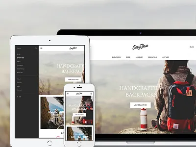 Carrybase backpack clean ecommerce hipster lifestyle responsive shop store travel