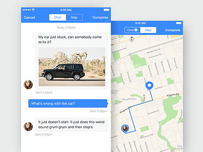 Favorr Connected blue chat connected connection favor favorr ios map messages popup process replay