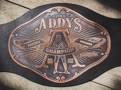 ADDYS Belt badge belt boxer boxing fight fighting metal ribbon seal sunburst trophy type