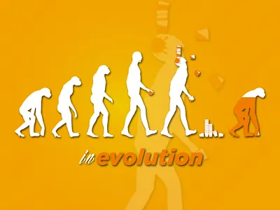 inEvolution - Tshirt design beach volley marathon creativity design evolution man monkey orange shapes t shirt tshirt