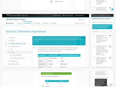 NBS BIM Object Standard information interface responsive design ui ux