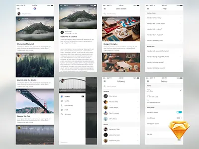 Blog UI Kit - Freebie app blog free ios mobile sketch ui ui kit ux