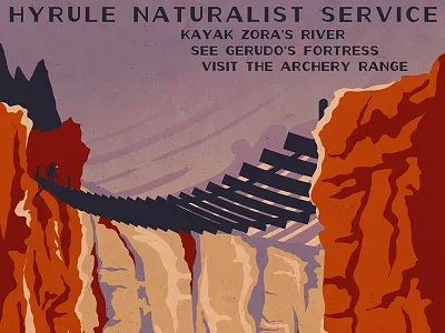 Zelda WPA Poster - Gerudo Valley digital illustration ocarina of time parks retro vintage wpa zelda