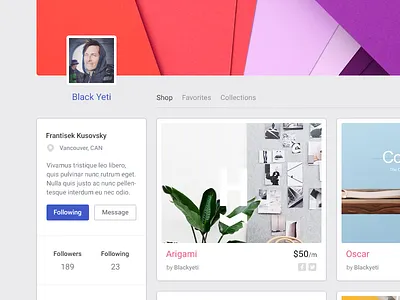 Shop [wip] app clean commerce flat interface profile shop theme ui user web website