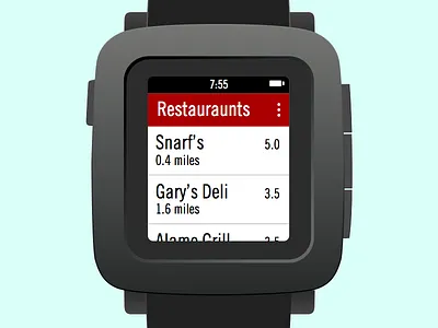 Yelp for Pebble Time concept pebble time watch yelp