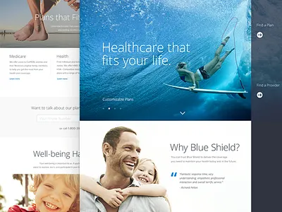 Blue Shield Homepage Exploration desktop healthcare homepage landing page marketing mobile web