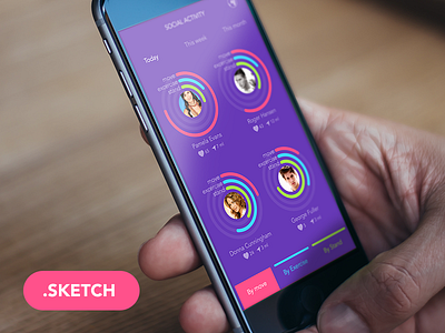 Social Activity app design apple watch colored ui free ios 8 ios 8 kit ios design ios kit ios set iphone 6 sketch social app