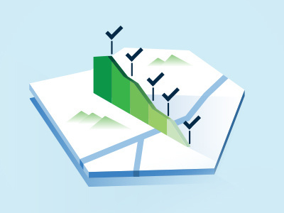 Critical path icon 3d blue green icon illustration illustrator vector wind