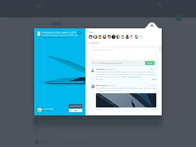 Comments avatars comment form interface material material design popup share ui vote web web design