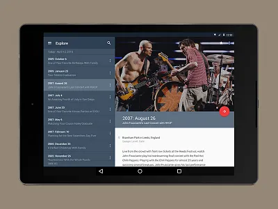 Time Travel App - Android android clean dark flat grid layout material design nasa nexus 9