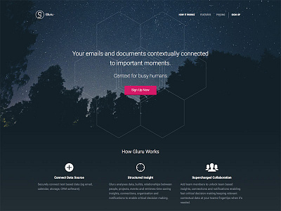 Gluru Landing Page blue geometry landing page photo background pink polygon roboto