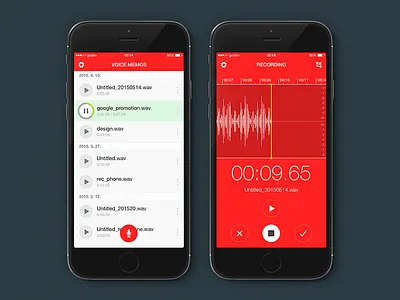 VOICE MEMOS app google interface ios iphone memo ui user interface ux voice memos